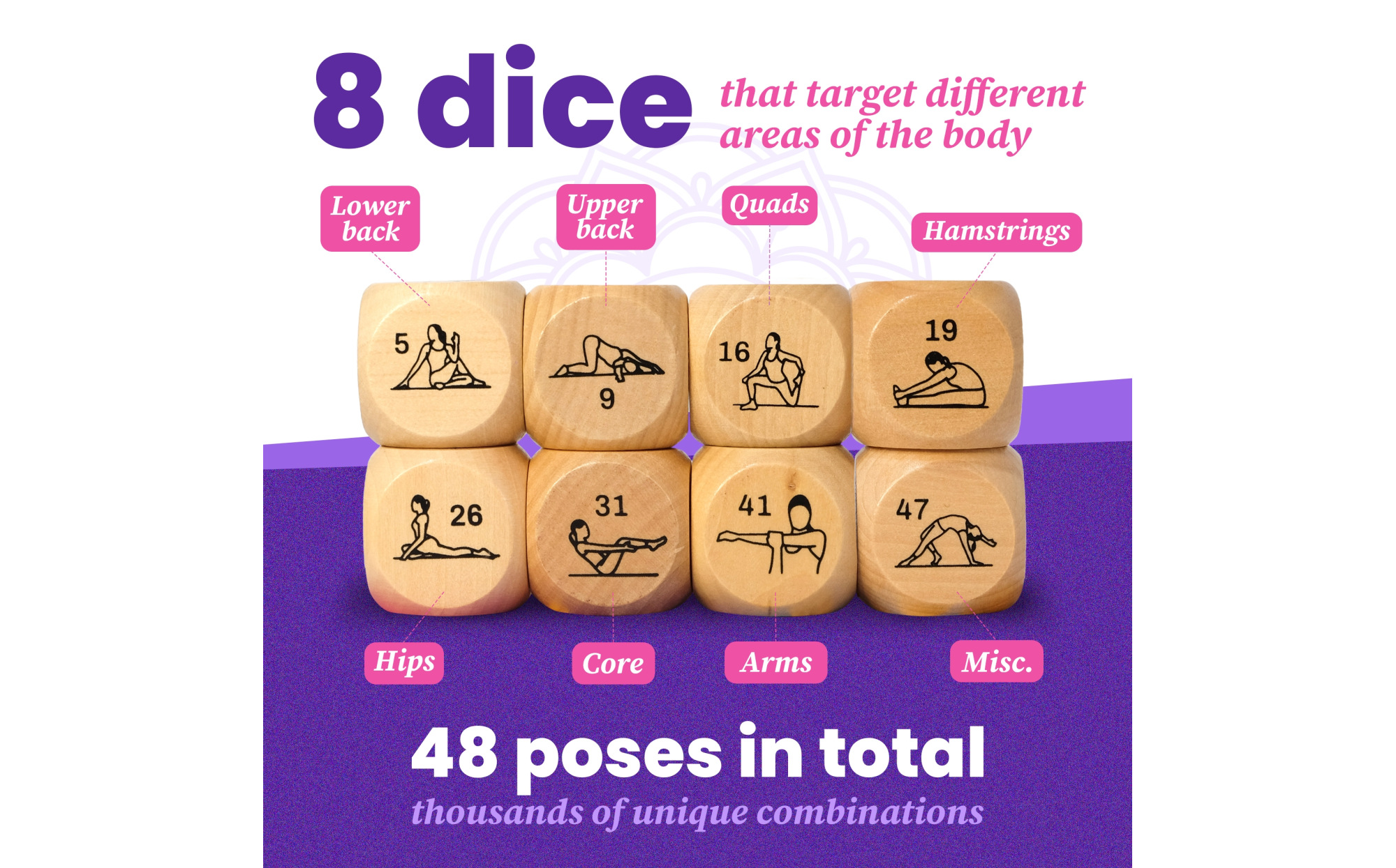Hot Sale 7 PCS Wooden Yoga Dice with Customize W01A360 - China