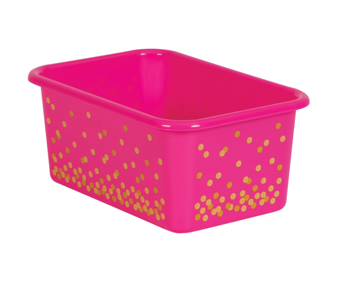 Small Plastic Storage Bin - Pink Confetti